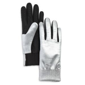 U|R powered Women Black Silver touch screen water resistant Gloves Size Large/Xl